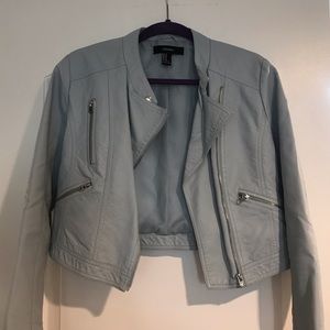 Forever 21 Faux Leather Jacket: light blue